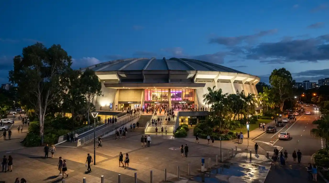 Brisbane Entertainment Centre in Boondall, Brisbane, during an evening event