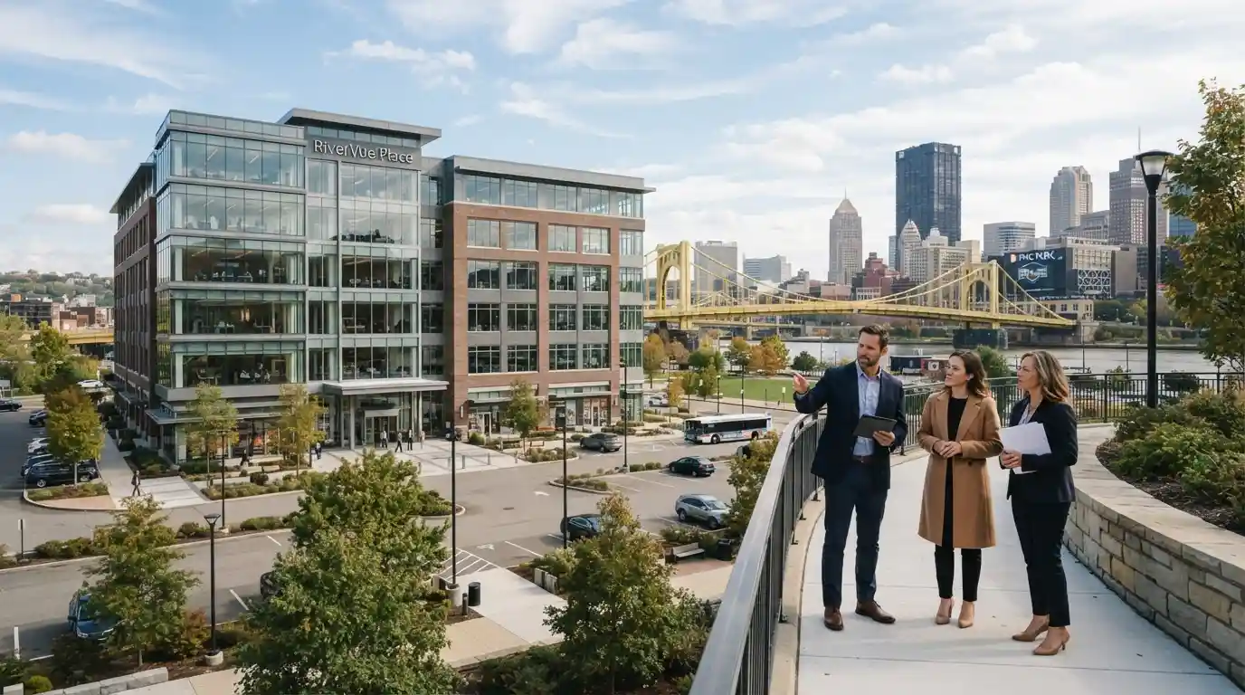 Modern commercial property representing real estate investment and development in Pittsburgh