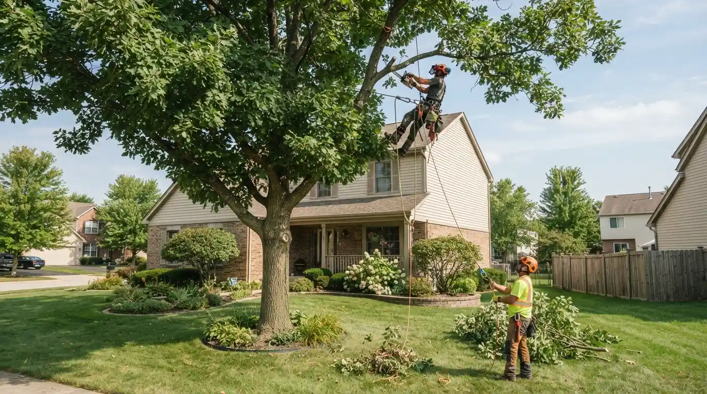 Professional home watcher inspecting the exterior of a suburban house