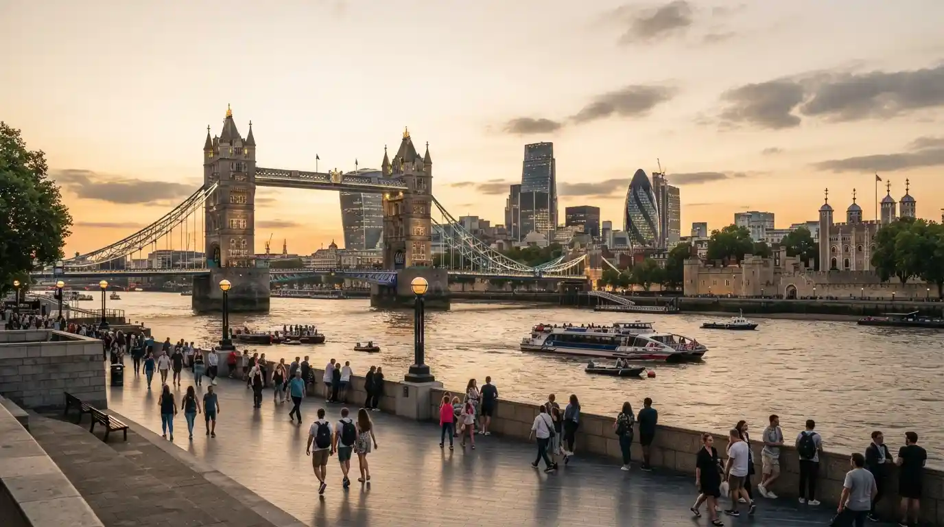 Tower Bridge and the River Thames in London during a scenic sightseeing day