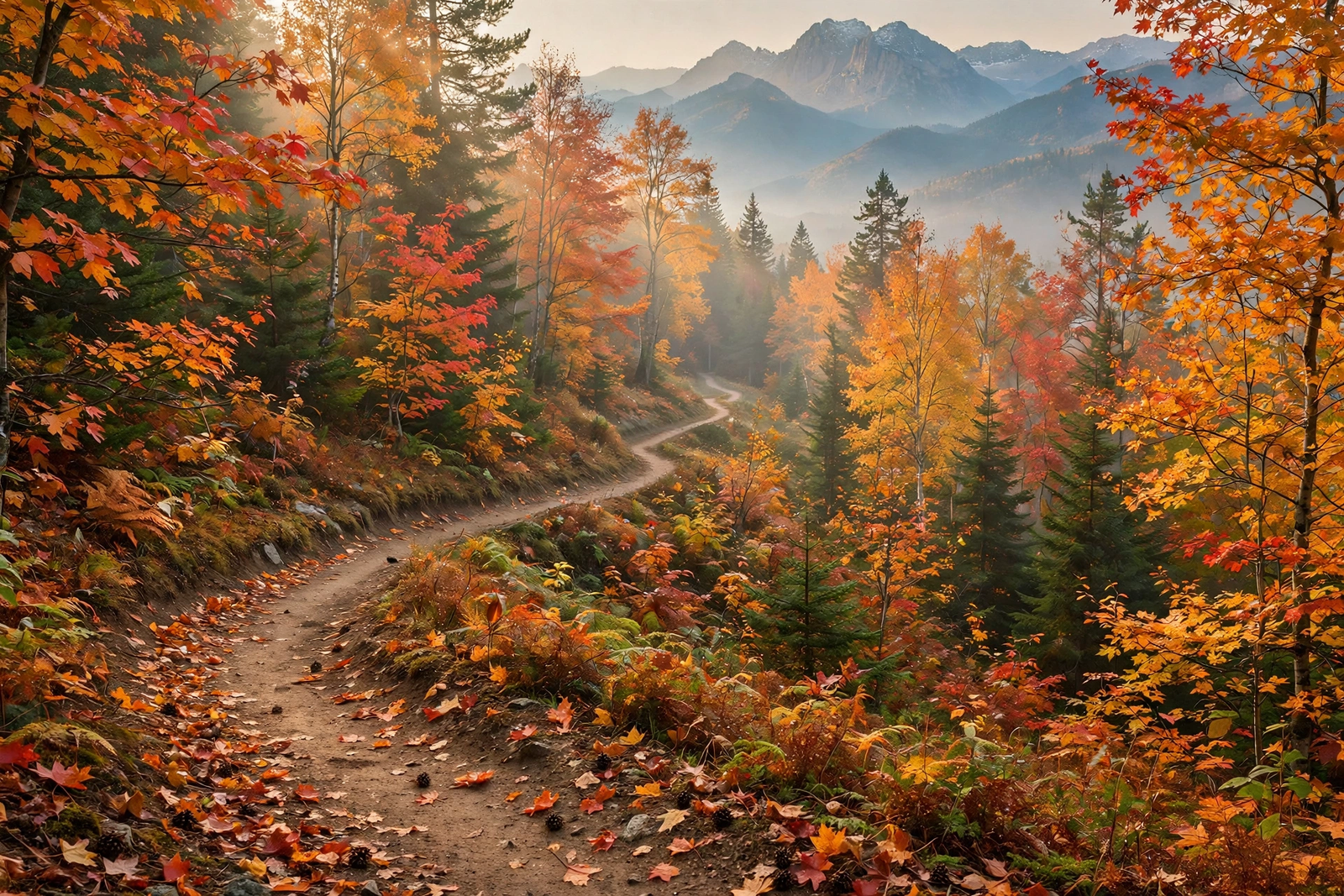 Hiker on an autumn forest trail, one of the best hiking trails in the USA